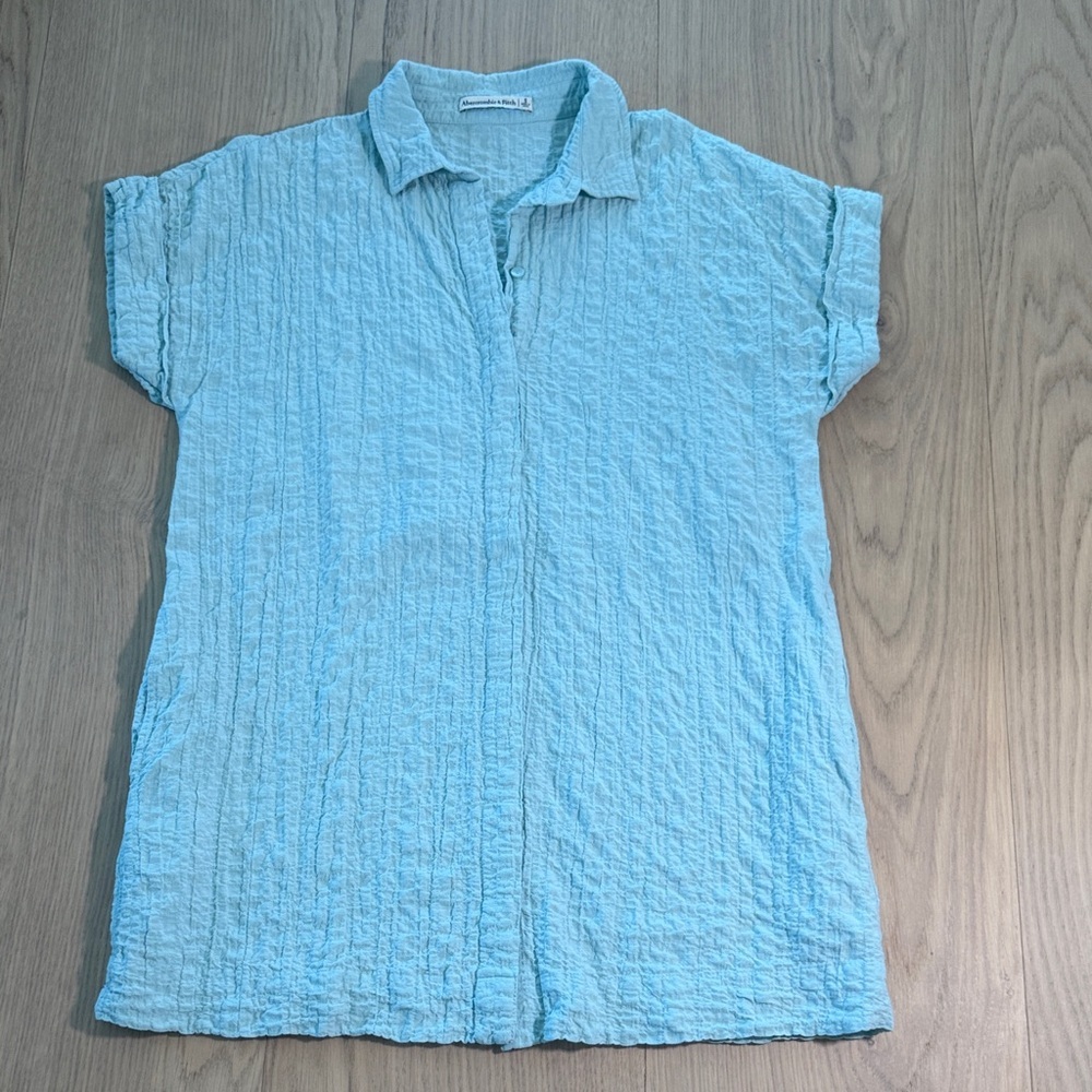 Abercrombie & Fitch Light Blue Textured Mini Dress